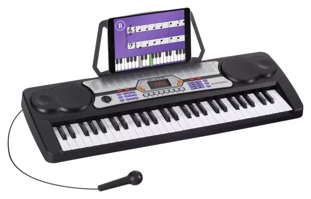 Clavier Piano Numerique Keyboard 54 Touches 100 Sons Rythmes Microphone Pupitre