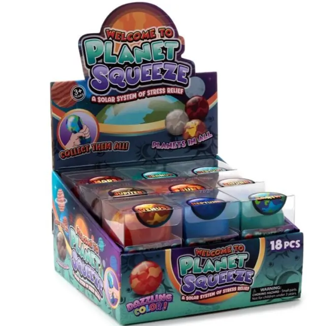 PLANET SQUEEZE Fun Kids Maltose Squeezy Planet Stress Ball - Anxiety Relief- NEW