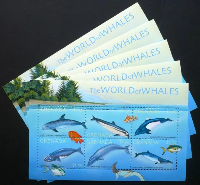 5 x Grenada 2001 Mi.Nr. 4769-74 KB ** MNH Wale Whales