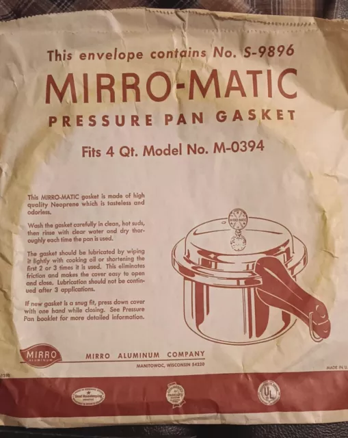 MIRRO PRESSURE COOKER Gasket Seal for 92116 16 92122A