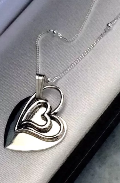 PERSONALISED 925 Sterling Silver Double Heart Necklace, Ladies Engraved Gift