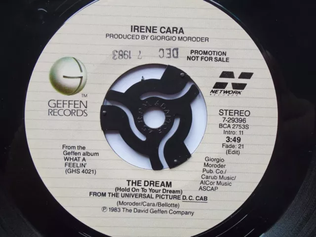 Irene Cara The Dream 7" Geffen 729396 EX 1983 US pressing, demo, The Dream/The D