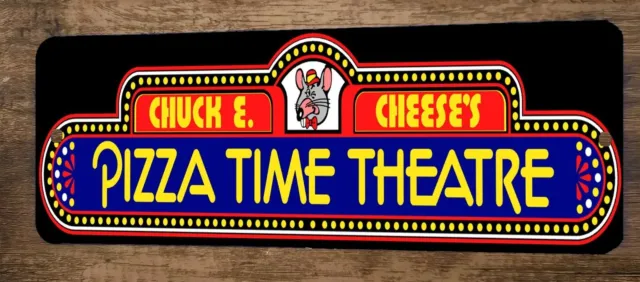Chuck E Cheese Pizza Time Theater 4x12 Metal Wall Video Game Marquee Banner Sign