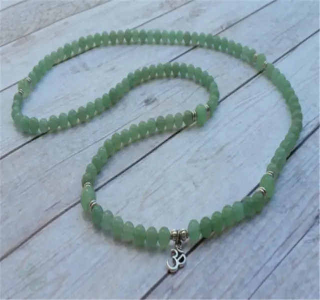 6MM Green Jade Gemstone 108 Beads Mala Bracelet Handmade Wrist