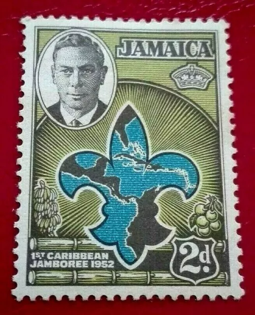 Jamaica:1952 The 1st Caribbean Boy Scout Jamboree 2 P. Rare & Collectible Stamp.