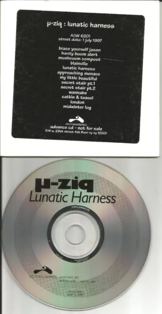 U ZIQ u-ziq Lunatic Harness w/ DIFFERENT ART & PACKAGE ADVNCE PROMO CD 1997 USA