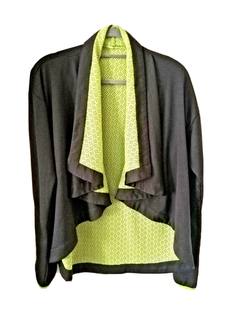 Sport- Jacke "FABLETICS"  Gr. 42, dunkelgrau- neon-grün, Wasserfall- Kragen