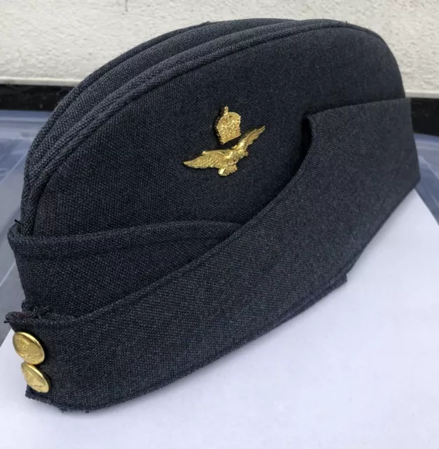 RAF Officer 56cm Side Hat KINGS CROWN Red Linning with velvet band