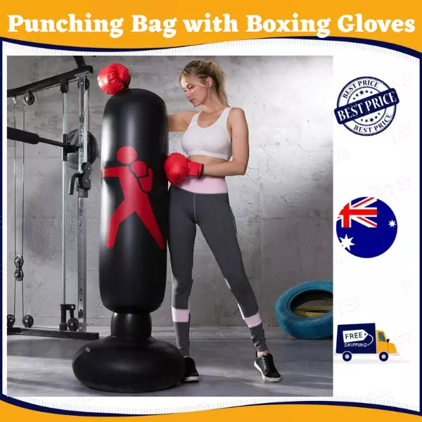 New 160Cm Home Gym Boxing Bag Target Free Standing Punching Dummy Kick Mma