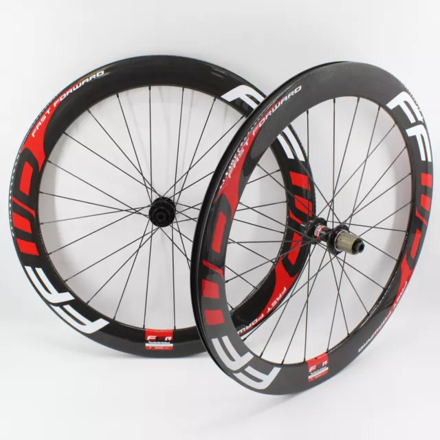 700C Full Carbon Road Bike Wheelset Clincher Tubeless Rims Thru Axle Disc Brake