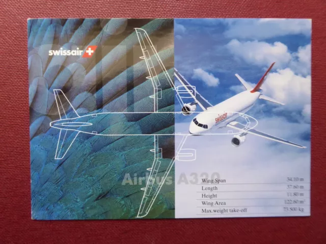Carte Postale Aviation Airline Post Card Swissair Airbus A320