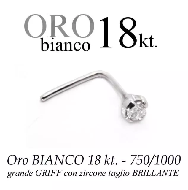Piercing De Nariz Nose Oro Blanco 18kt. Grande Griff Circonita -menta White Gold