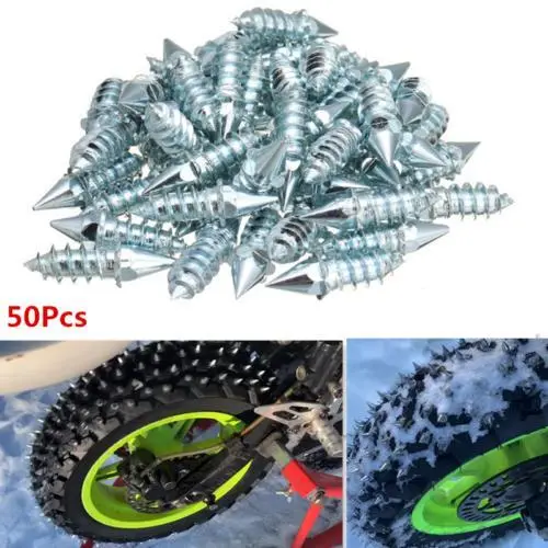 Motorcycle ATV Wheel Trim Nail Snow Spike Anti Slip 50Pc Screw Metal Tire Studs