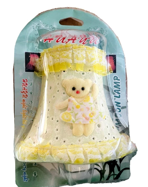 Infant Nursey Or Childs Night Light Yellow Teddy Bear Plug In Moon Bubble Light