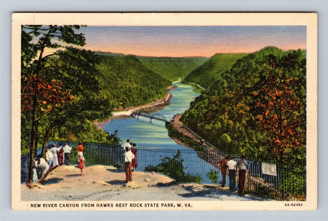 Hawk Nest Rock State Park WV-West Virginia, New River Canyon Vintage Postcard