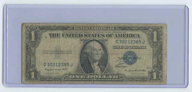 1935-G One Dollar Silver Certificate Blue Seal Note In Fine Condition