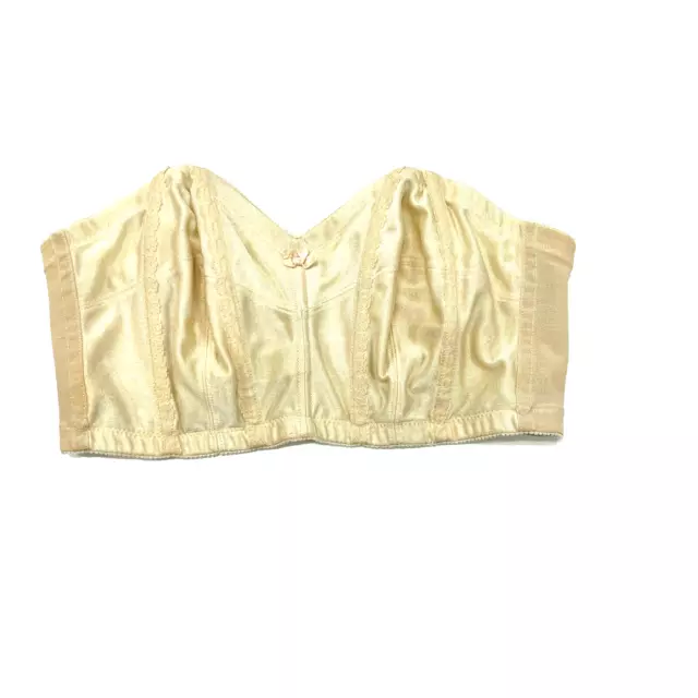 Corset Bustier Strapless Bra Lace Champagne Montgomery Ward Size 38C Vintage