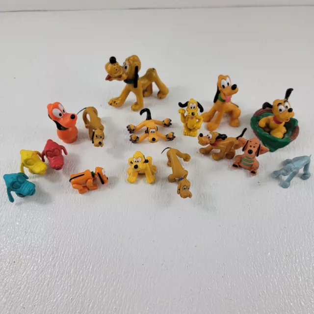 Lot of 16  Vintage Disney PLUTO Figures Toys Bendable Figurines Mickey Mouse Dog