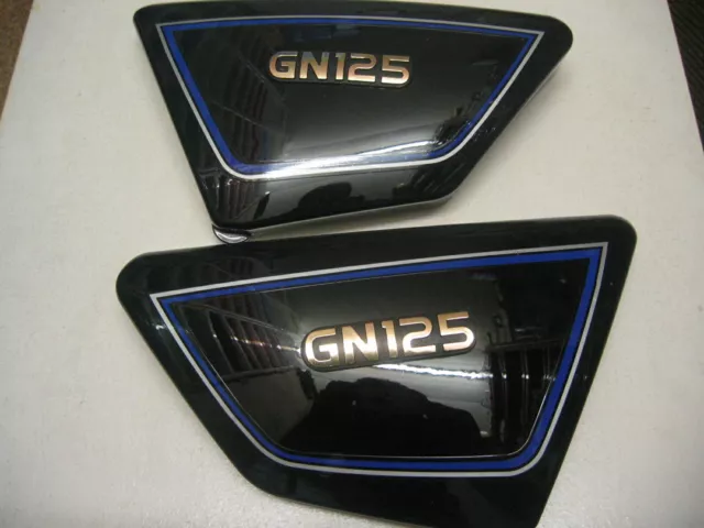 Suzuki GN 125 E 1994-2001 SEITENWÄNDE ABDECKUNG ABDECKUNGEN NEU SCHWARZ