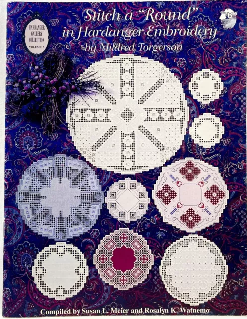 1995 Nordic Needle Stitch A redondo en hardanger libro de patrones bordado de colección 13939
