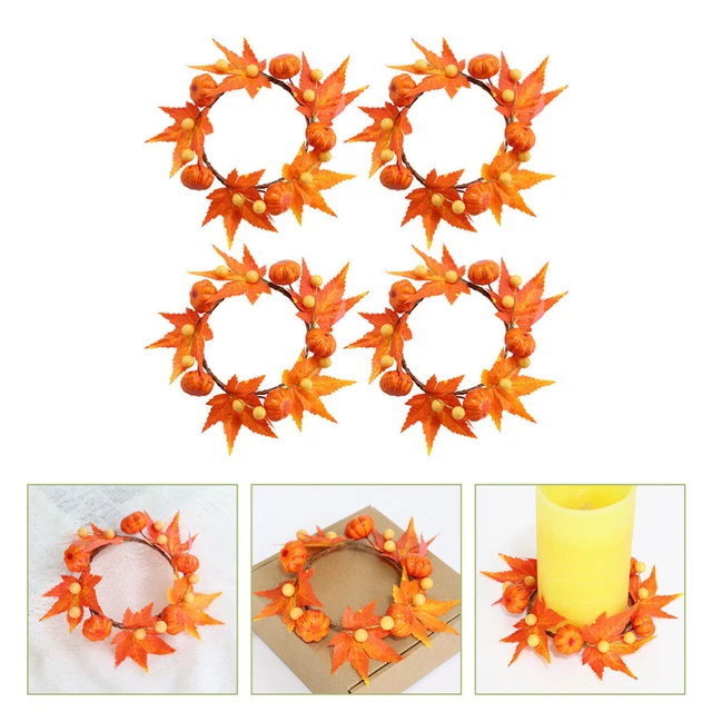 Ahornblatt Kerzenring Tischkerzen Herbstkranz Mini-Kerzenringe Orange Schaum
