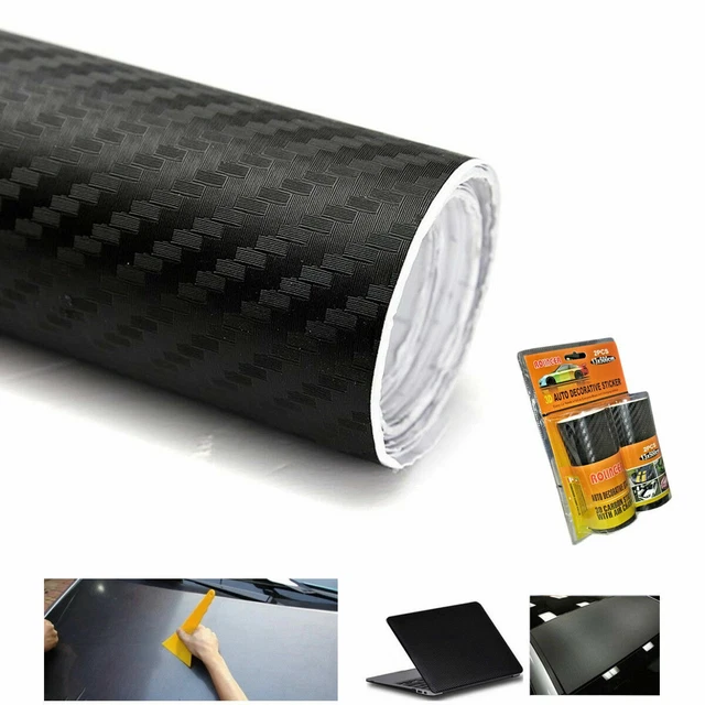 PELLICOLA ADESIVA CARBONIO NERO Lucido 5Dcm 150x170 Car Wrapping Auto Moto EUR 66,90 - IT - Foto 10