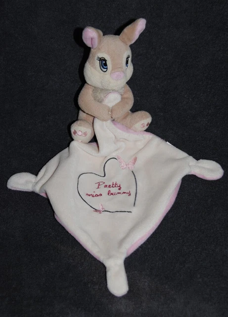 Doudou Lapin Mouchoir Coeur Pretty Miss Bunny DISNEY NICOTOY Panpan Blanc Rose