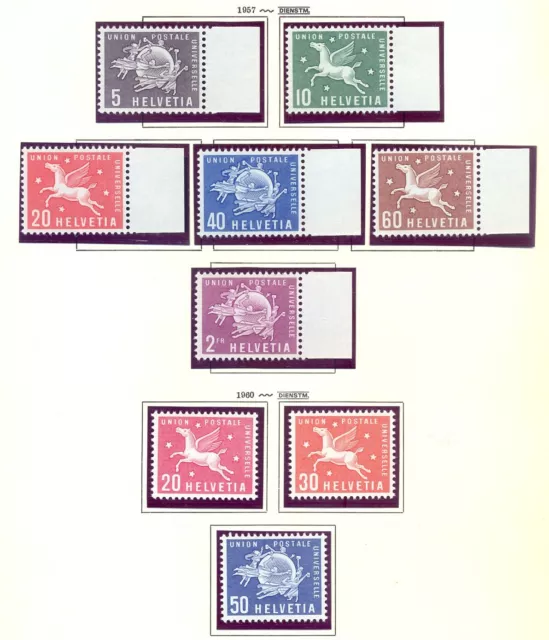 schweiz Weltpostverein 1957 Mi. 1-9 (9 Werte) postfrisch, einwandfrei