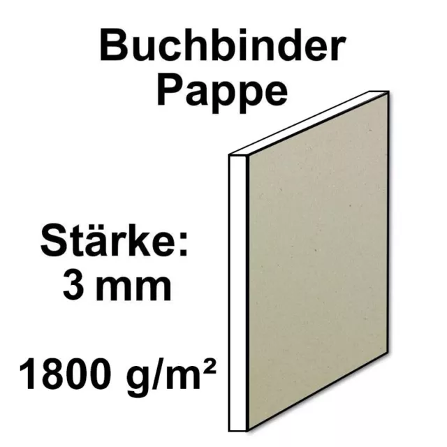 Buchbinderpappe - Stärke 3,0 mm ( 0,3 cm ) - Grammatur: 1800 g/m² - Graupappe zu