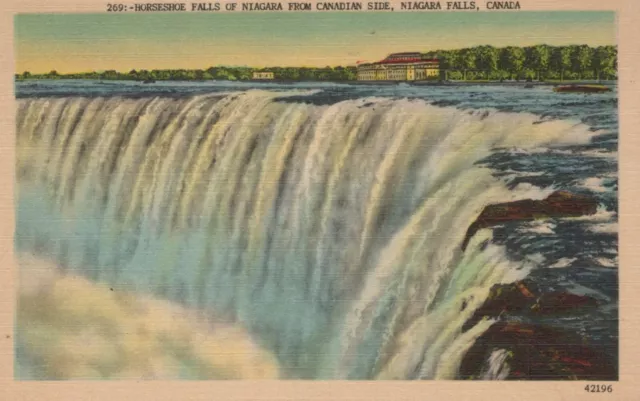 Horseshoe Falls Niagara Canadian Niagara Falls NY Posted Vintage Linen Post Card