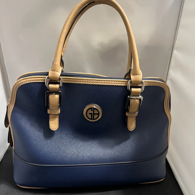 Giani Bernini Blue With Tan Trim Handbag Purse