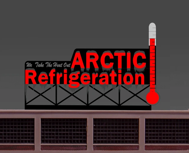 ARTIC REFRIGERATION ROOFTOP Animated Neon Sign OScale! Lights, Blinks
