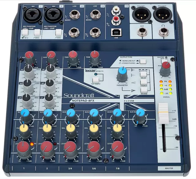 Soundcraft Notepad-8FX Console de mixage analogique avec USB et effets Lexicon