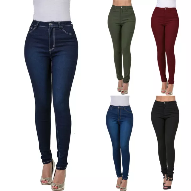 Womens Stretch High Waisted Skinny Jeans Leggings Jeggings Slim Pants Trousers U