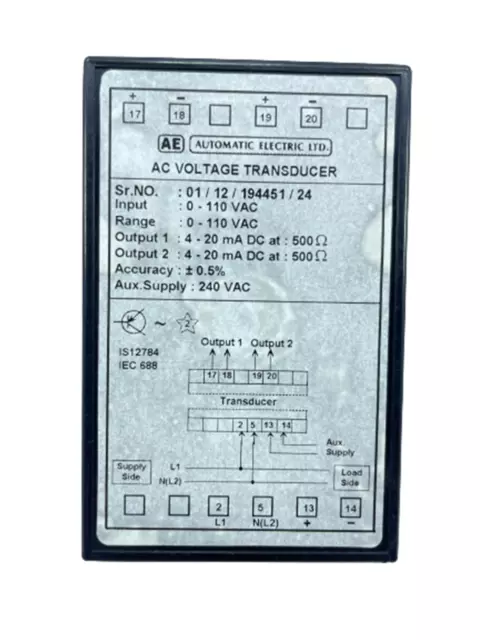AE Tr-Transducer AC Voltage PD1 Volt AC-110V-0.5 -4-20 Ma Double Supply 240VAC