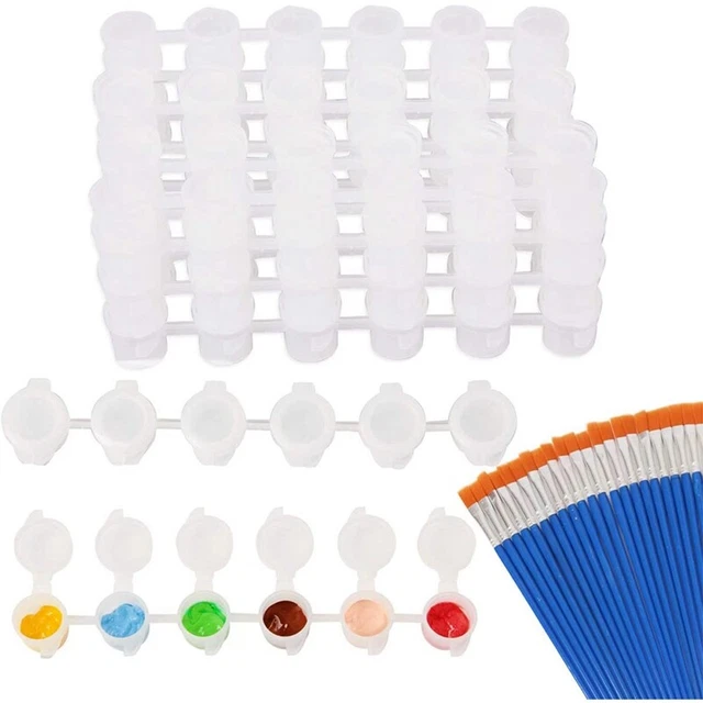 24 tiras 144 ollas tiras de pintura vacías taza de pintura 3 ml/ 0,1 ollas de pintura transparente H7N7