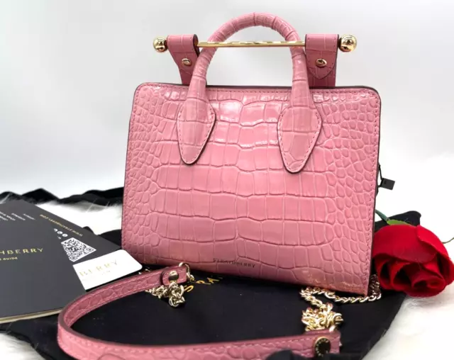 AUTH NWT Strathberry Nano Croc Embossed  Leather Top Handle Crossbody Bag