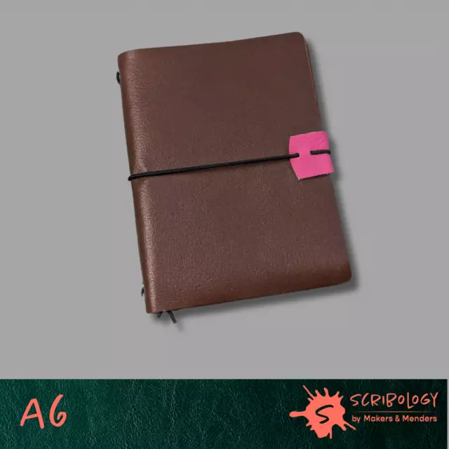 A6 Brown Scribology Recycled Leather Refillable Midori Travelers Notebook Sketch