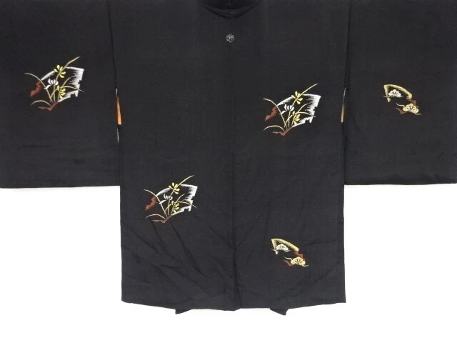 82730# Japanese Kimono / Antique Haori / Urushi / Grass Plants