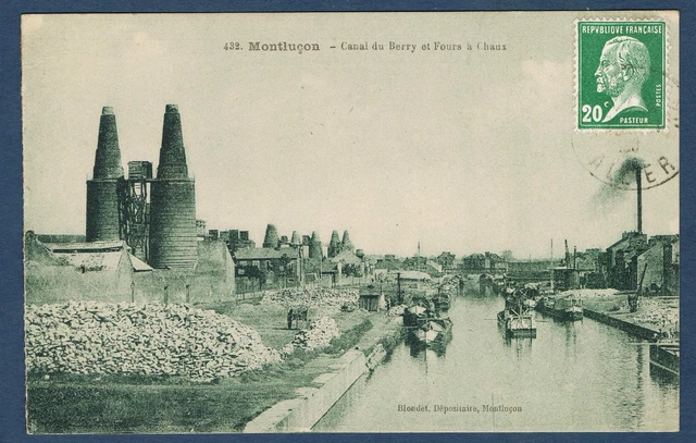 Carte Postale Ancienne Allier 03 Montlucon Le Canal Du Berry & Fours A Chaux 014