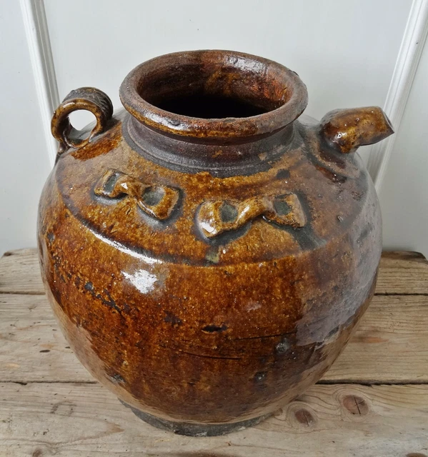 ANTIQUE KHMERTHAI EARTHENWARE Rice Wine Storage Jar, South East Asian