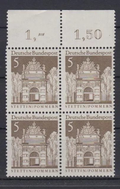 Bund 489 4er Block mit Oberrand Deutsche Bauwerke groß 5 Pf postfrisch