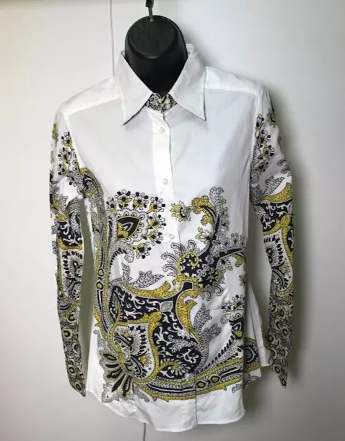 ETRO Women's Floral Multicolor Paisley Long Sleeve Blouse Shirt, Size 42