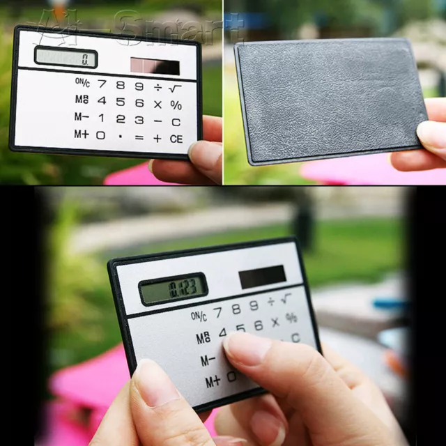 8 Digits Ultra Mini Slim Credit Card Size Solar Power Calculator Small Pocket UK
