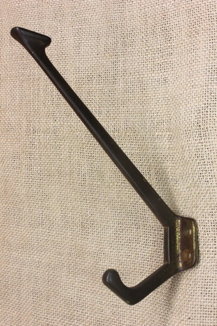 Old Coat Hook House Clothes Tree Robe Hanger Dark Brass on Iron Vintage Mission
