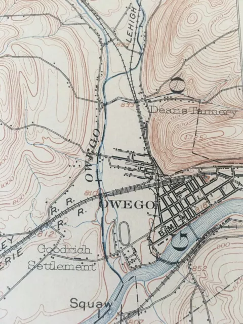 US Geological Survey Topography Map,1903 Quadrangle Owego-Tioga New York 3