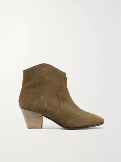 NWOB Isabel Marant Dicker Suede Cowboy Ankle Boots in Brown $690 size 37 US 7 2