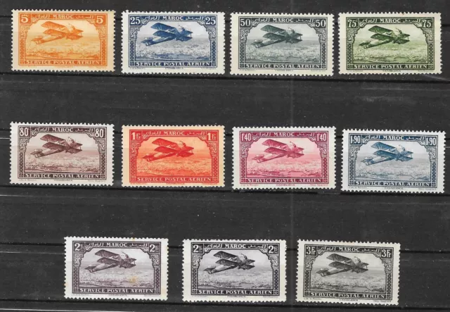 TIMBRE MAROC MOROCCO -POSTE AERIENNE N° 1 à 11 sauf N° 4 - Très beaux - MNH / MH