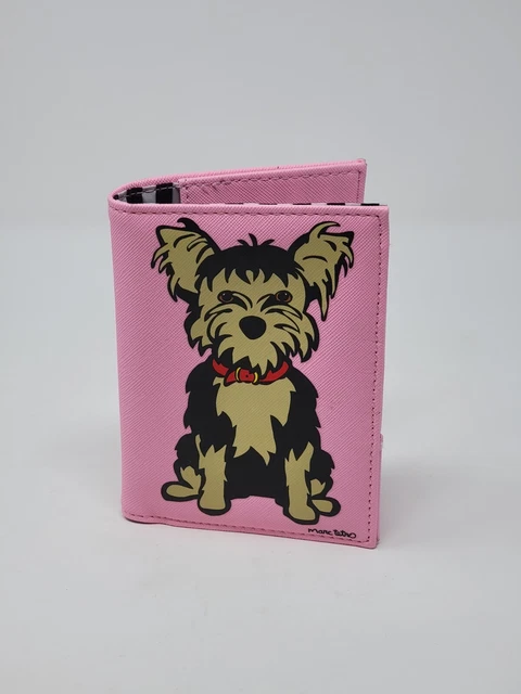 Marc Tetro Pink Faux Leather  Yorkshire Terrier Passport Case Credit Card Holder