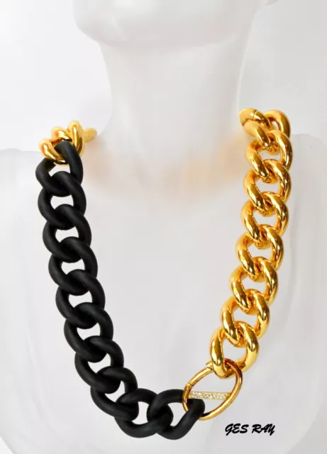 Bauhaus Statement Chain Necklace Elizabeth and James Jewelry Black & Gold